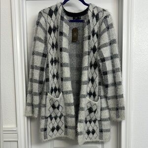 Cozy Black and White Plaid Women's Sweater